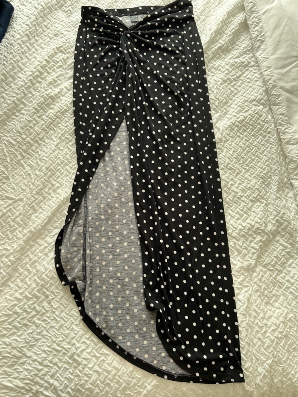 SHEIN Black and White Polka Dot Twist Front Skirt
